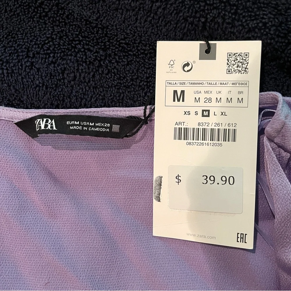 Gorgeous Zara lilac long sleeve v-neck top - Picture 3 of 4